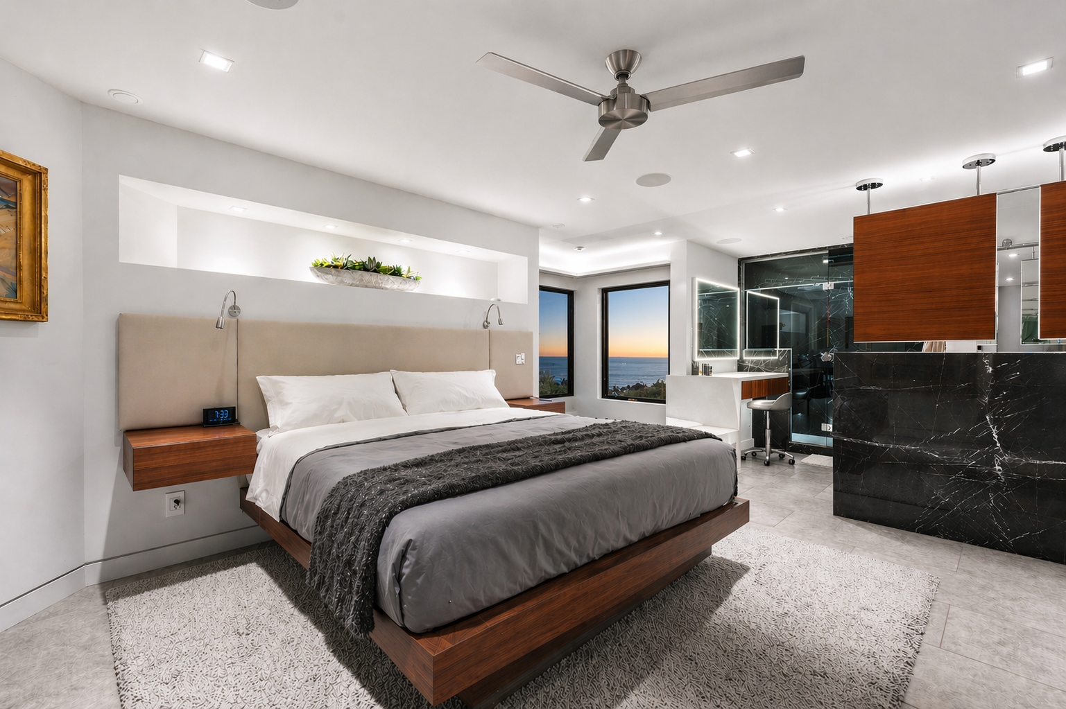 Primary bedroom with fireplace