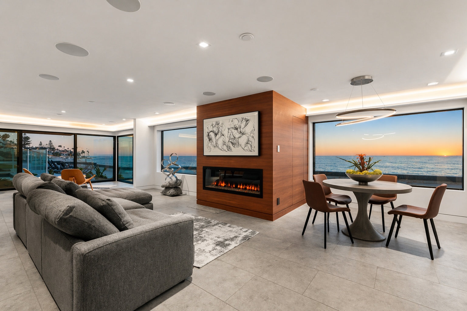 Living room with panoramic ocean views